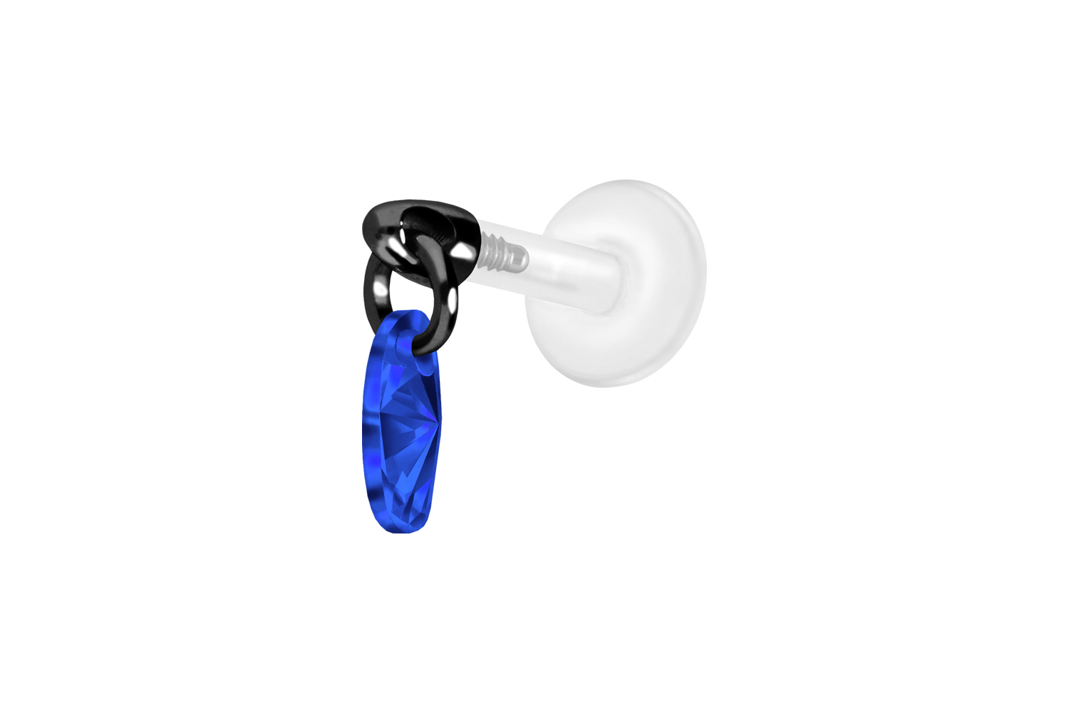 PTFE Labret Piercing mit Innengewinde + Titan-Aufsatz KRISTALLOVAL